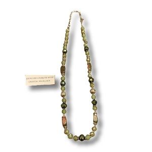 Genuine Unakite With Crystal Necklace